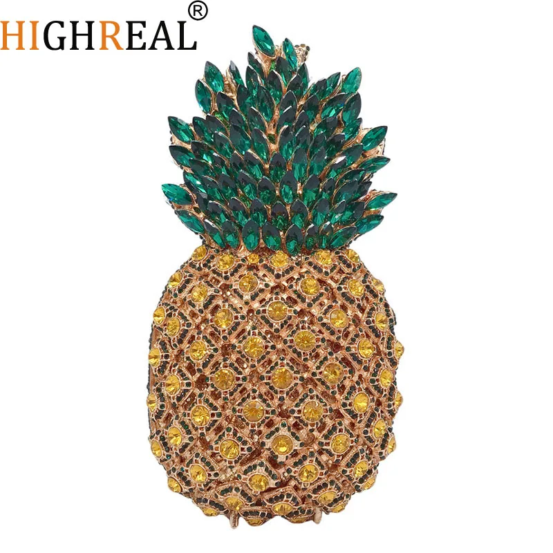 

Pineapple Diamond Evening Bags Women Gorgeous Sparkling Rhinestone Metallic Clutch Purses And Handbags Wedding Party