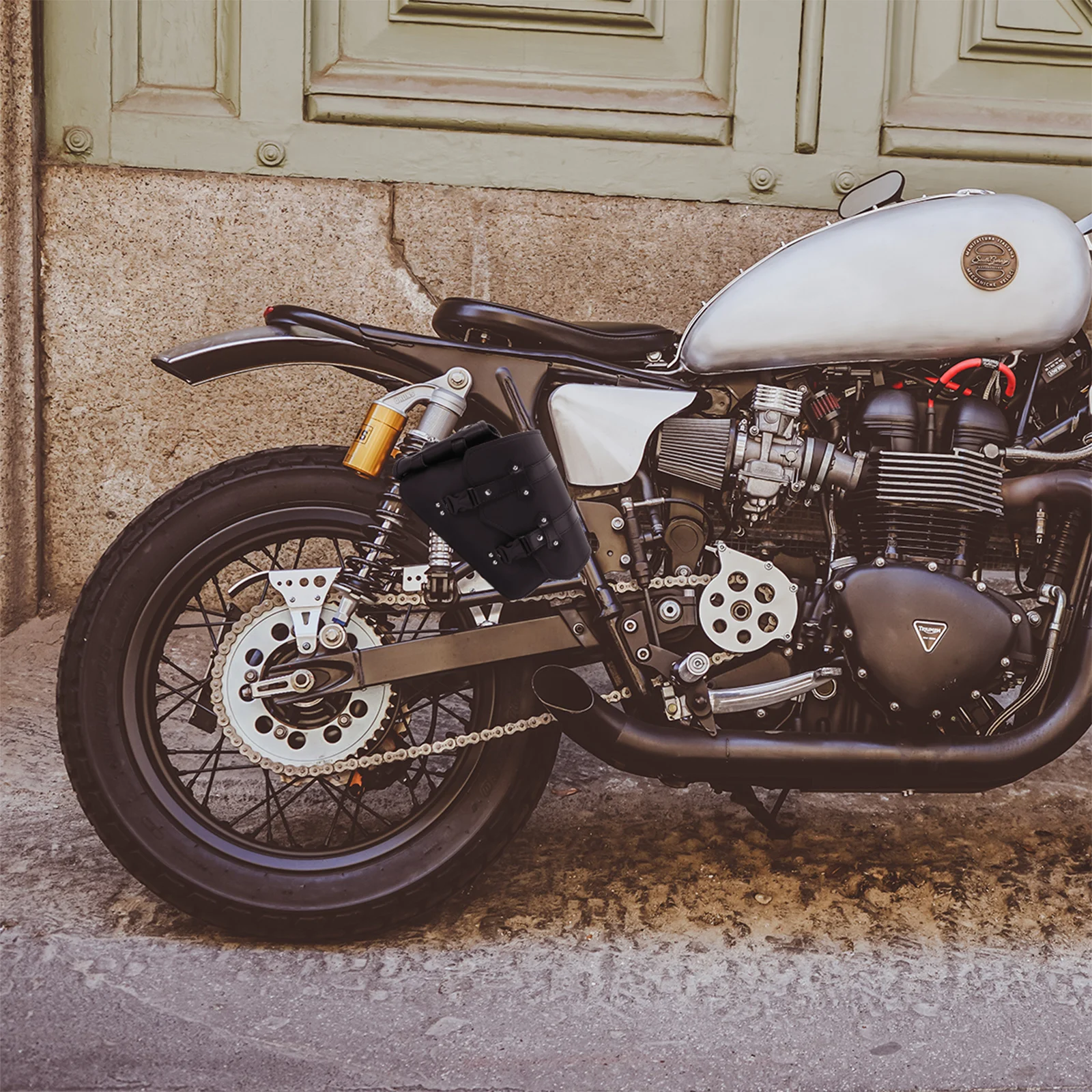 

1Pcs Motorcycle Side Bag PU Material Waterproof Large Capacity Tool Storage Pouch for Bike Mountain Road Motorcycle Swingarm