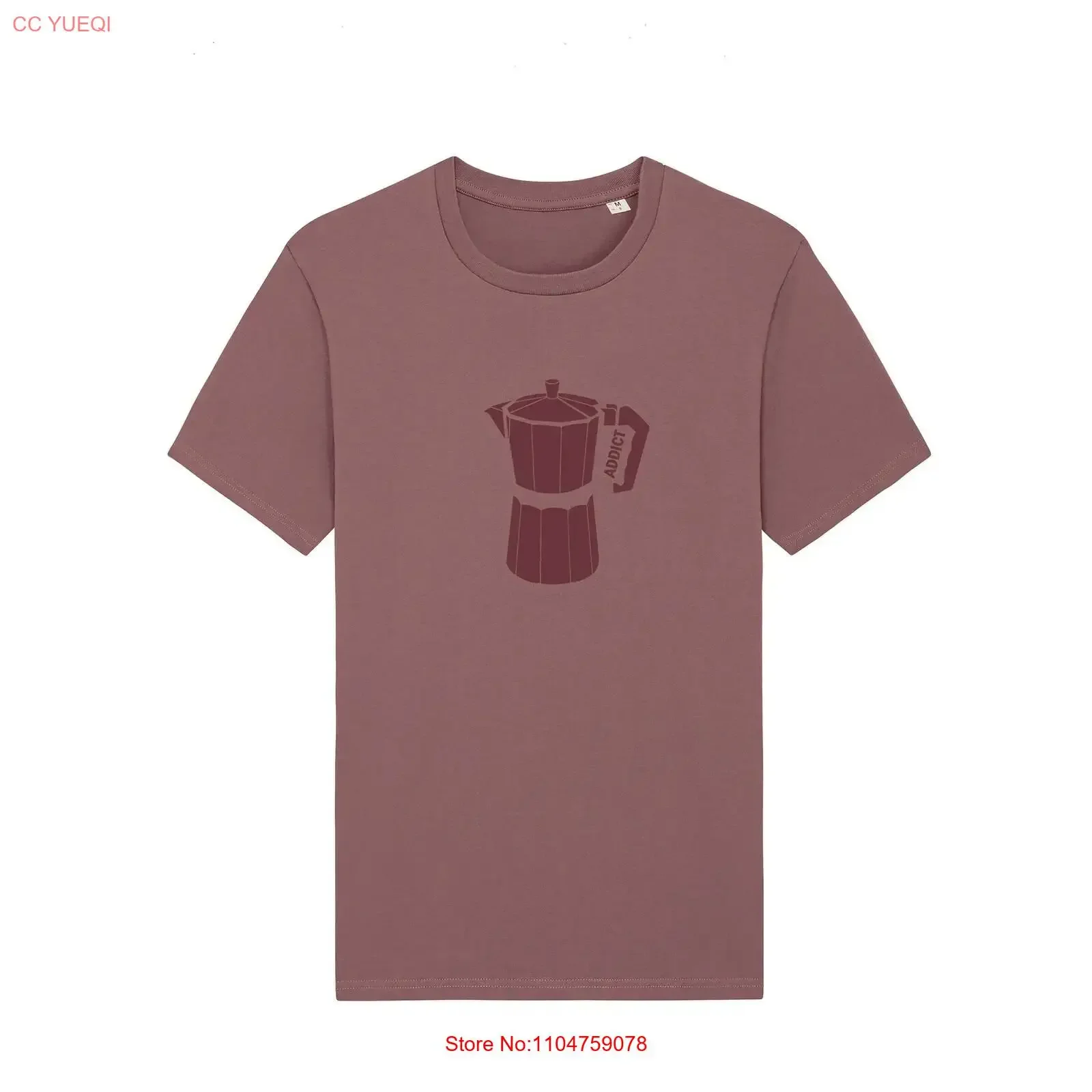 T Shirt Coffee Addict for Men Reddish Brown vintage Washed designer clothes Casual graphic Stretched Comfortable Soft fashion