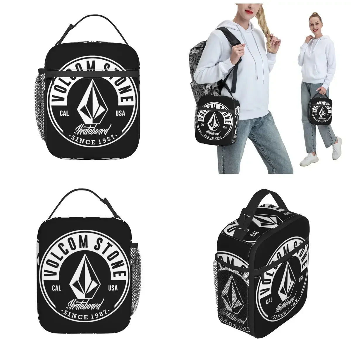 Volcom-Logo Merch Insulated Lunch Bag For Office Food Container Reusable Thermal Cooler Lunch Boxes