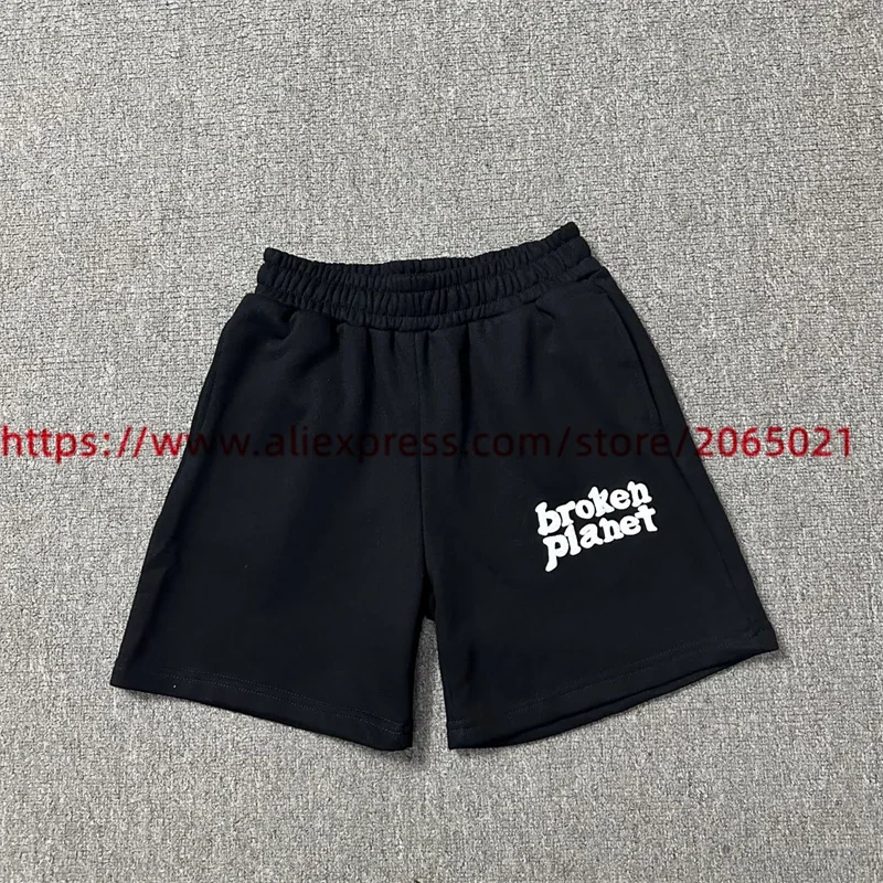 Foam Print Gebroken Planeet Shorts Mannen Vrouwen Zwart Grijs Abrikozen Kleur Trekkoord Shorts