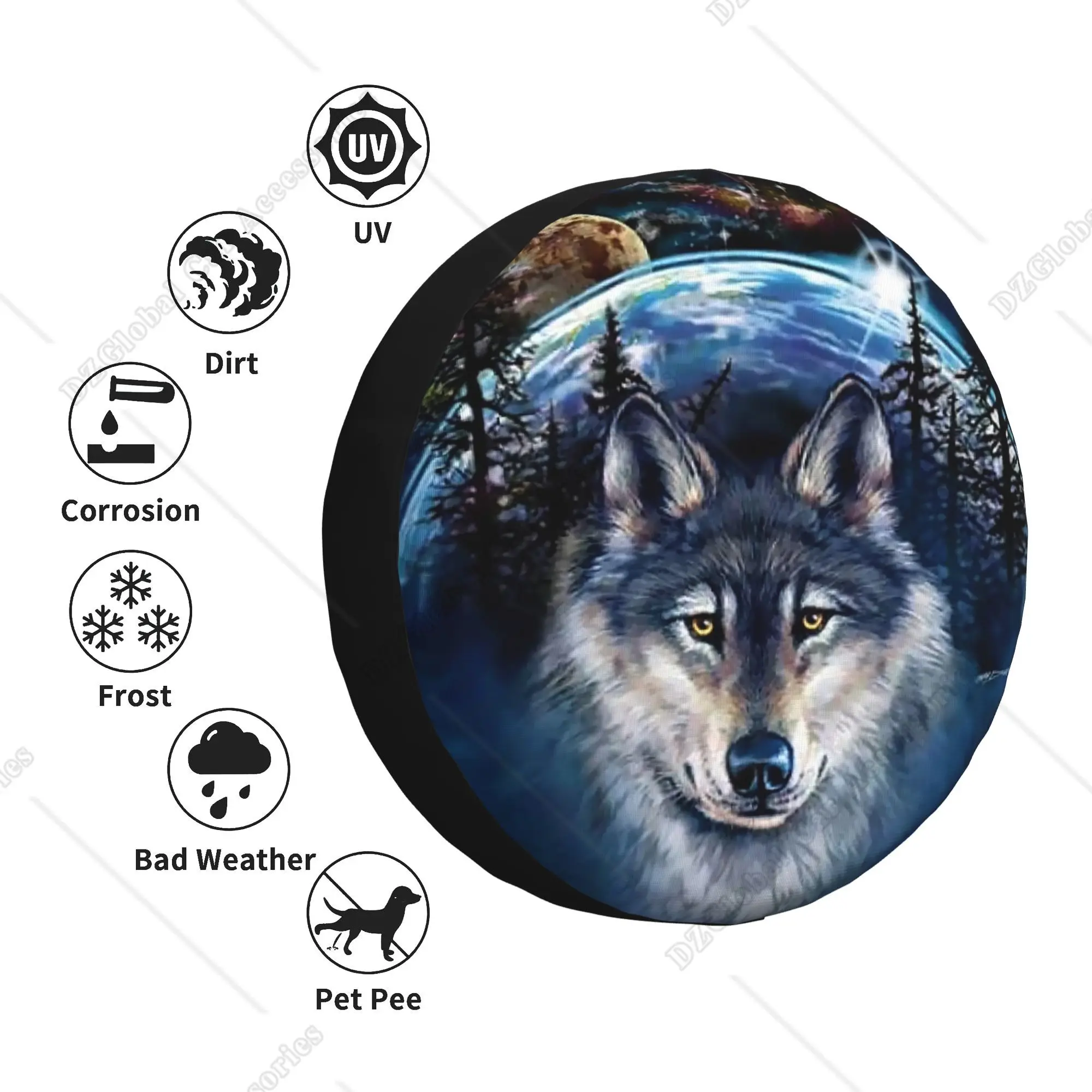 Wolf Spare Tire Cover for Jeep Mitsubishi Pajero Custom Animal Dust-Proof Car Wheel Covers 14 15 16 17 Inch