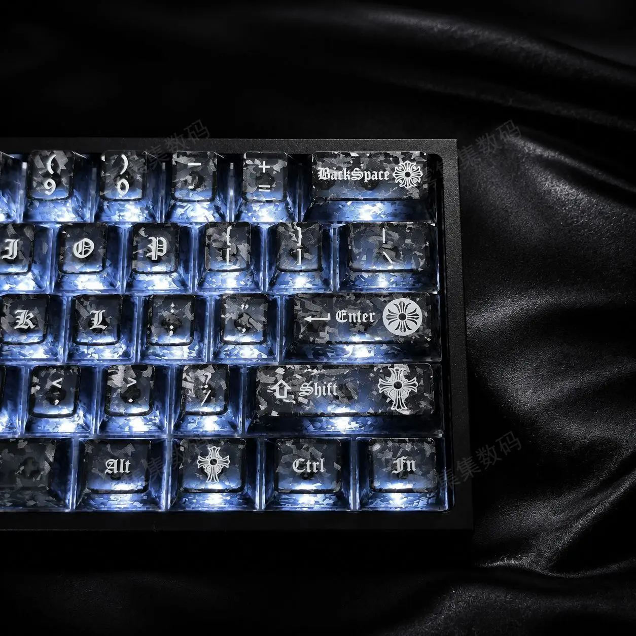 Ice Carbon Fiber Kluo Core Shine-Through Keycaps Cherry Profile for AULA MCHOSE Mad Catz MX Magnetic Switch Keyboards