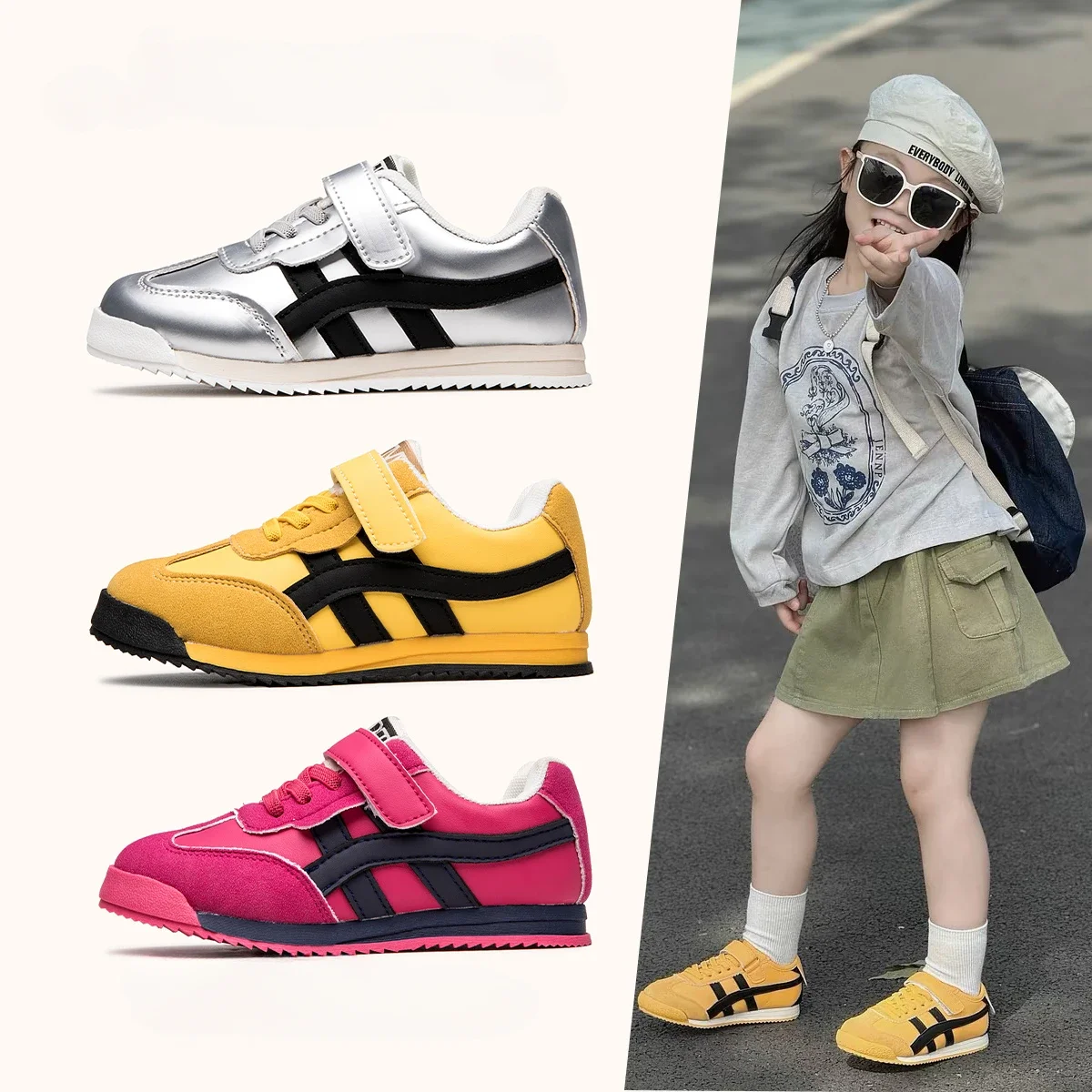 

Children's Shoes Girls and Boys Toddlers Sneakers Breathable PU Leather BABY Flats Tennis Shoe Pink/Black/Gray,Size 26~37