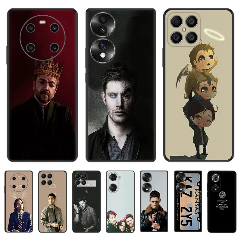 Black Soft Phone Case for Honor Magic5 Pro X7b X8b X9b X6 X7 X8 X9A X6a X8a 90 70 Crowley Supernatural Pixel 6 7 8 a 7a 8a Cover