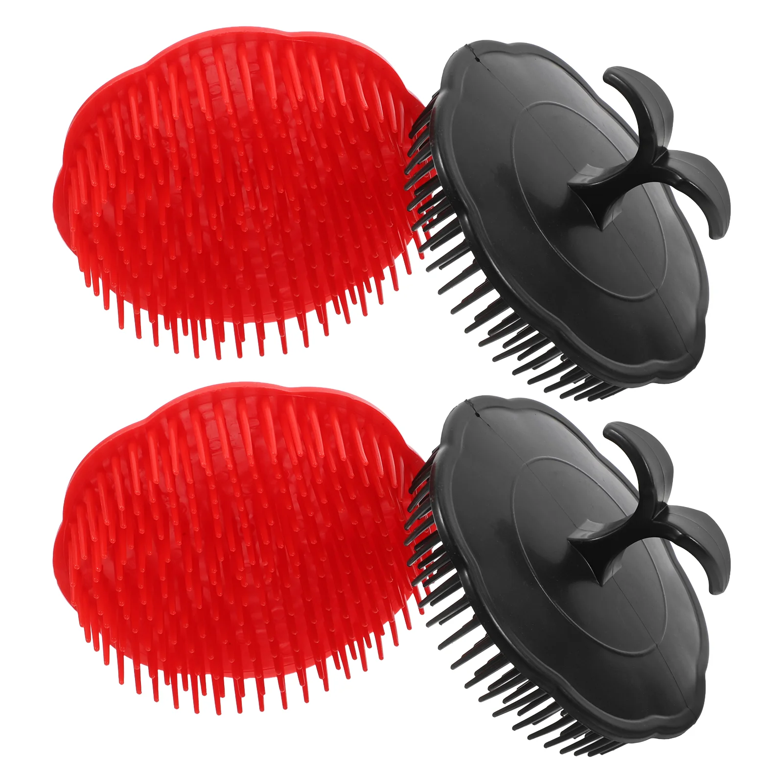 4pcs Round Scrubber Set Scalp Massage Brush Soft Plastic Wet Hair Cleaning Tool Home Barber Shop Accessory Hair Care Massage