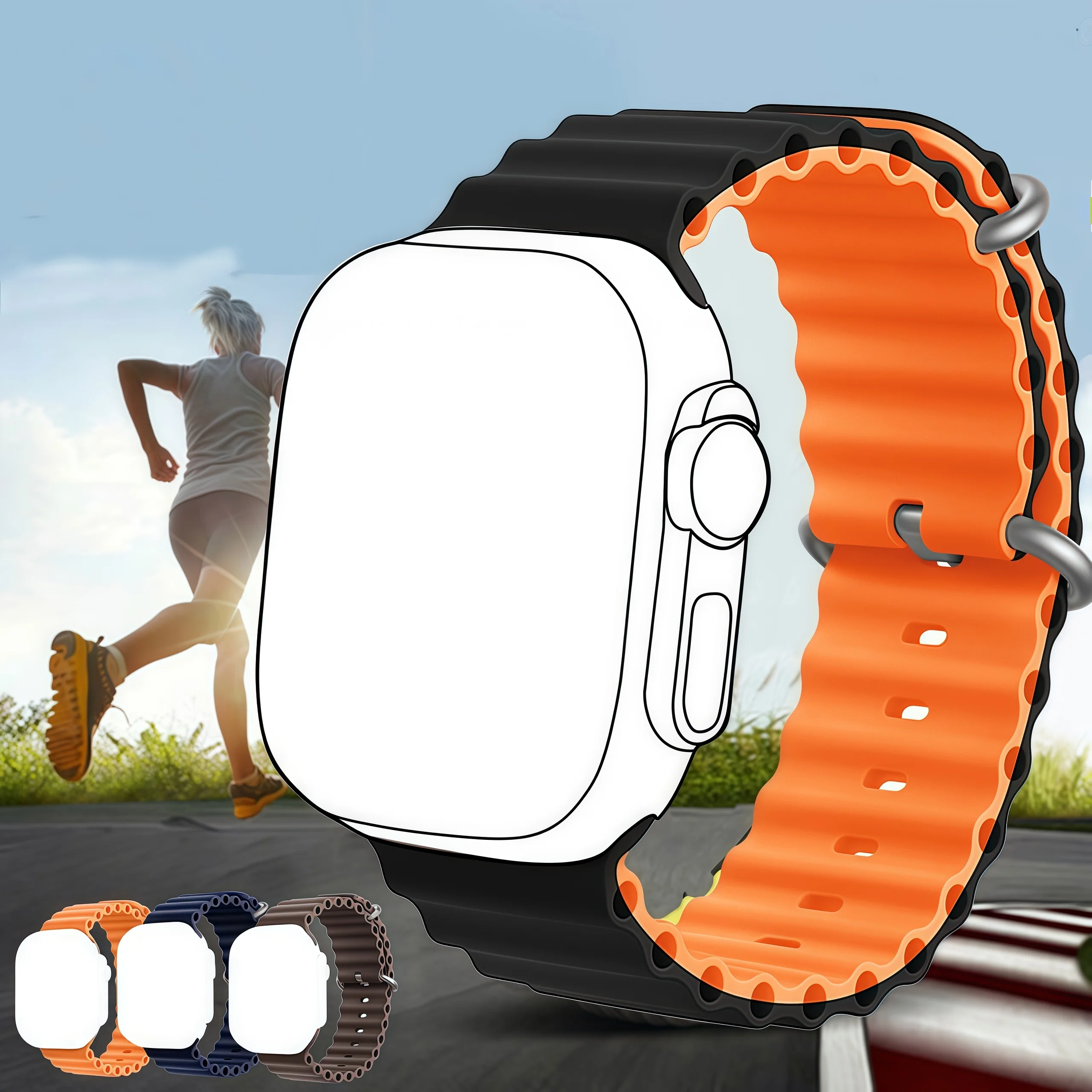Ocean Loop-Armband für Apple Watch Ultra 2 1, 49 mm, Silikonarmband für iWatch-Serie 10/9/8/7/SE/6/5 42/44/45/46/41/40 mm