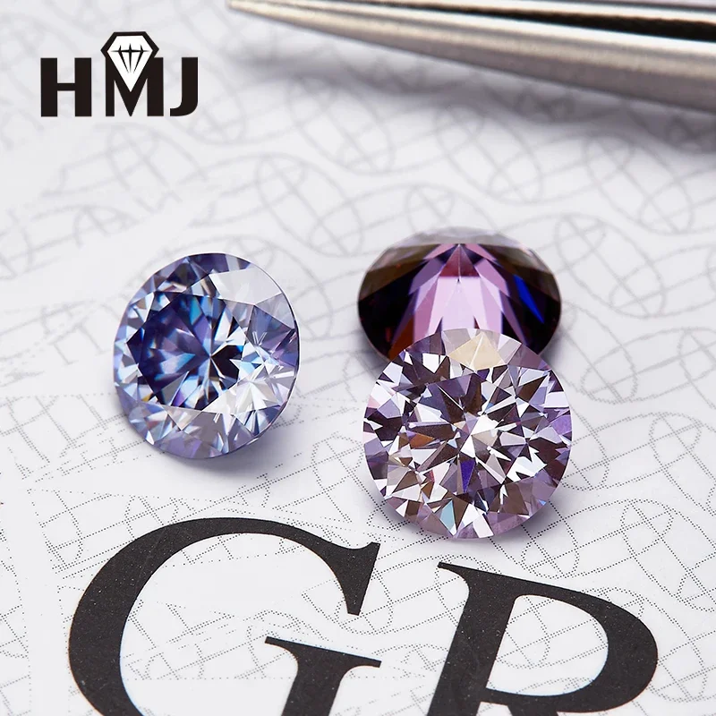 

Moissanite Wholesale Rainbow Purple Round Cut Artificial Cultivation of Gemstones Diy Jewelry Making with GRA Certificate