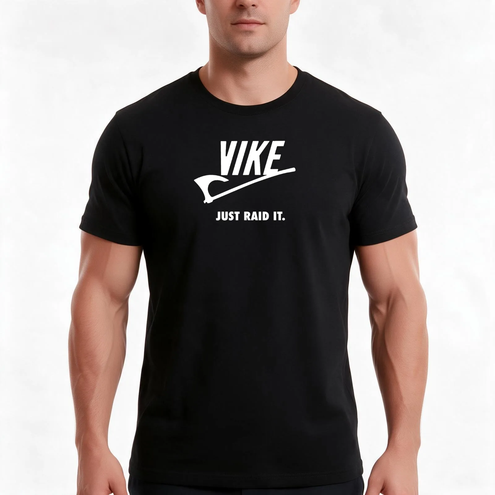 Vike Just Raid It! T-Shirt Summer Casual Cotton Tee Oversized Streetwear Tops Vintage Graphic Print Loose Fit Short Sleeve