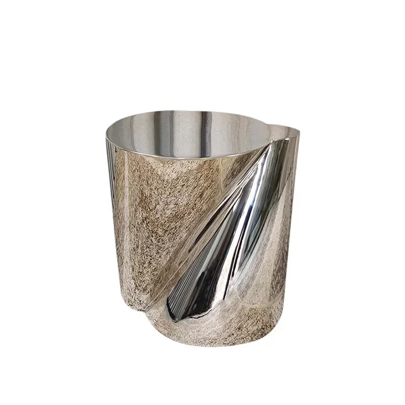 

Light luxury creative all stainless steel corner a few Italian minimalist sofa side a few special-shaped living room home small