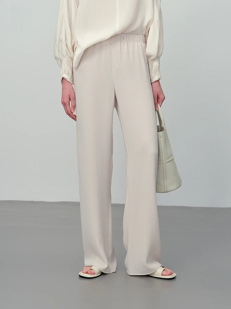 

West Wild Nicole Cool Sensation Slimming High Waist Straight Leg Acetate Fiber Summer Thin Air Pants Women's Casual Trousers