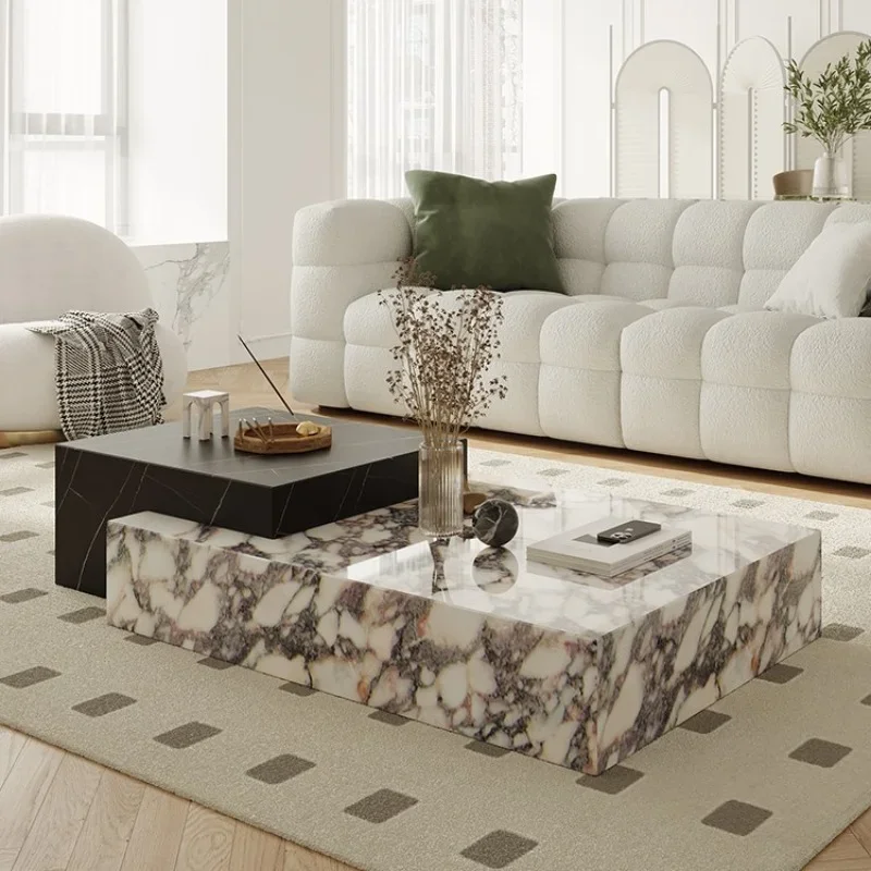 Bulgari tea table luxury modern living room home high-end villa rock plate tea table TV cabinet combination
