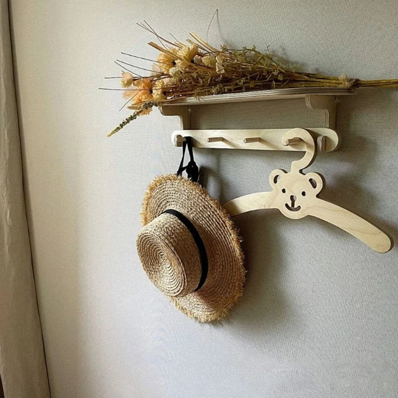 10PCS INS Nordic Wooden Bear Cloud Wieszak na ubrania Wiszący na ścianie wieszak na płaszcze Ubranka dla niemowląt