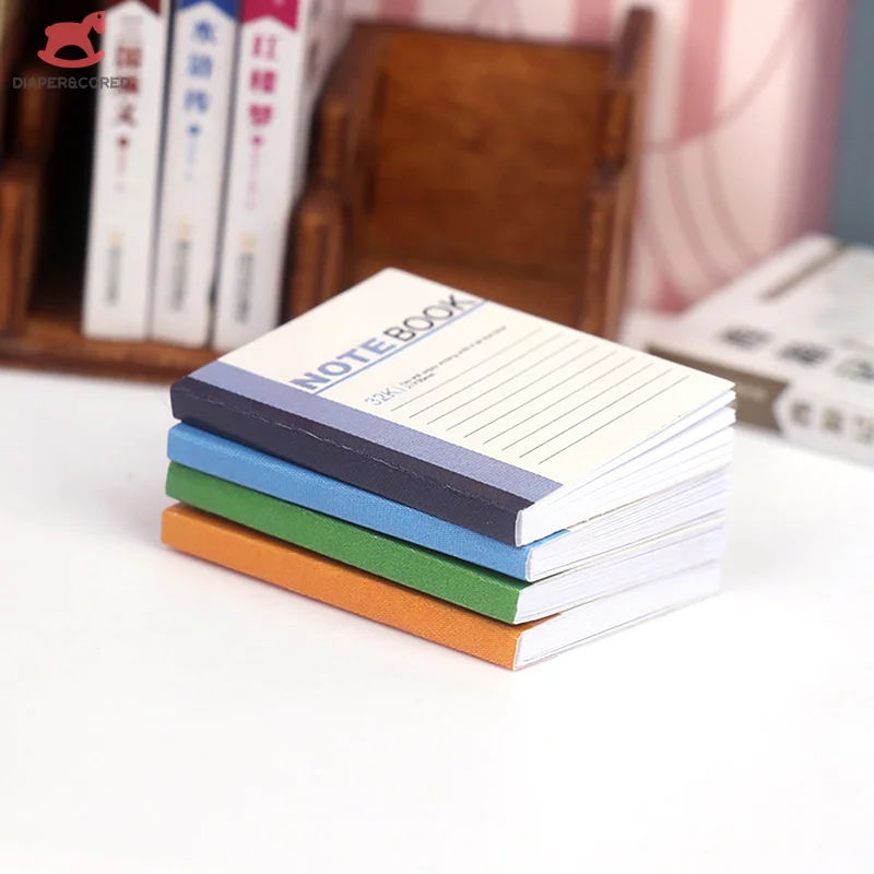 4pcs/set 1/12 Dollhouse Mini Notebook Exercise Book Model Dolls House School Stationery Study Decoration Accessories