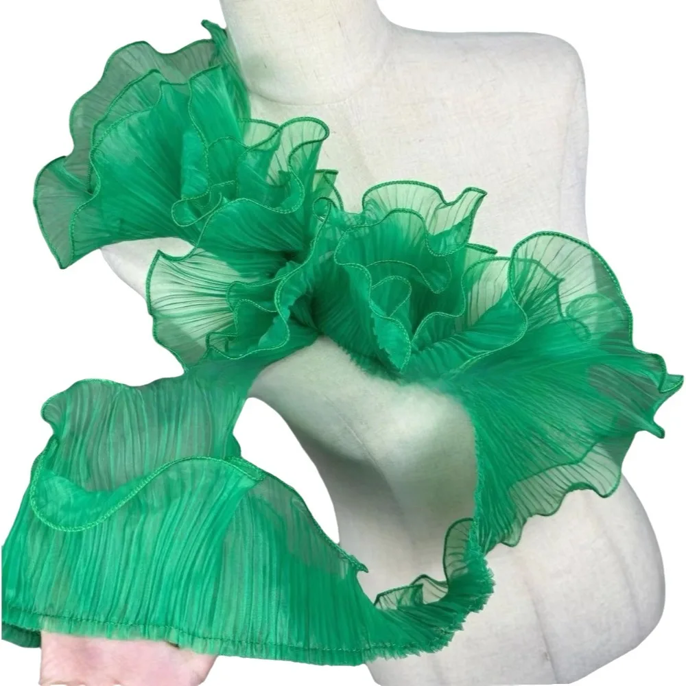 1 Yard Pleated Fabric Magic Color Double Layered Pleated Lace Accordion Fold Ruffle Pleated Wedding Decoration Cloth