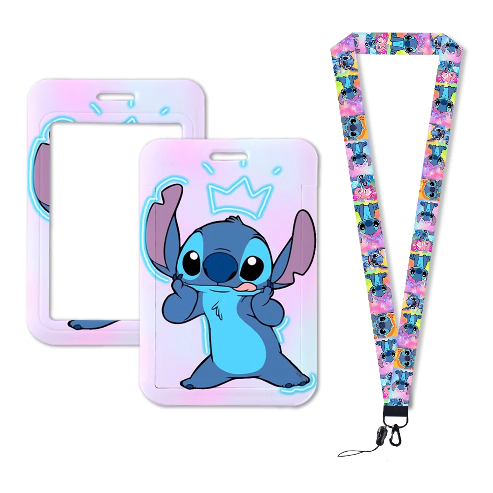 Disney Cordini Portachiavi Stitch Lilo Porta badge carino ID Carta di credito Pass Hang Rope Cordino per chiavi Accessori Regali