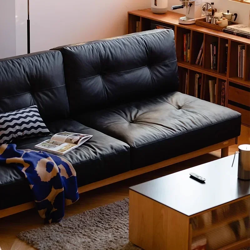 Sofa home to the living room Japanese-style solid wood straight-row sofa desk integrated Nordic cherry wood sofa