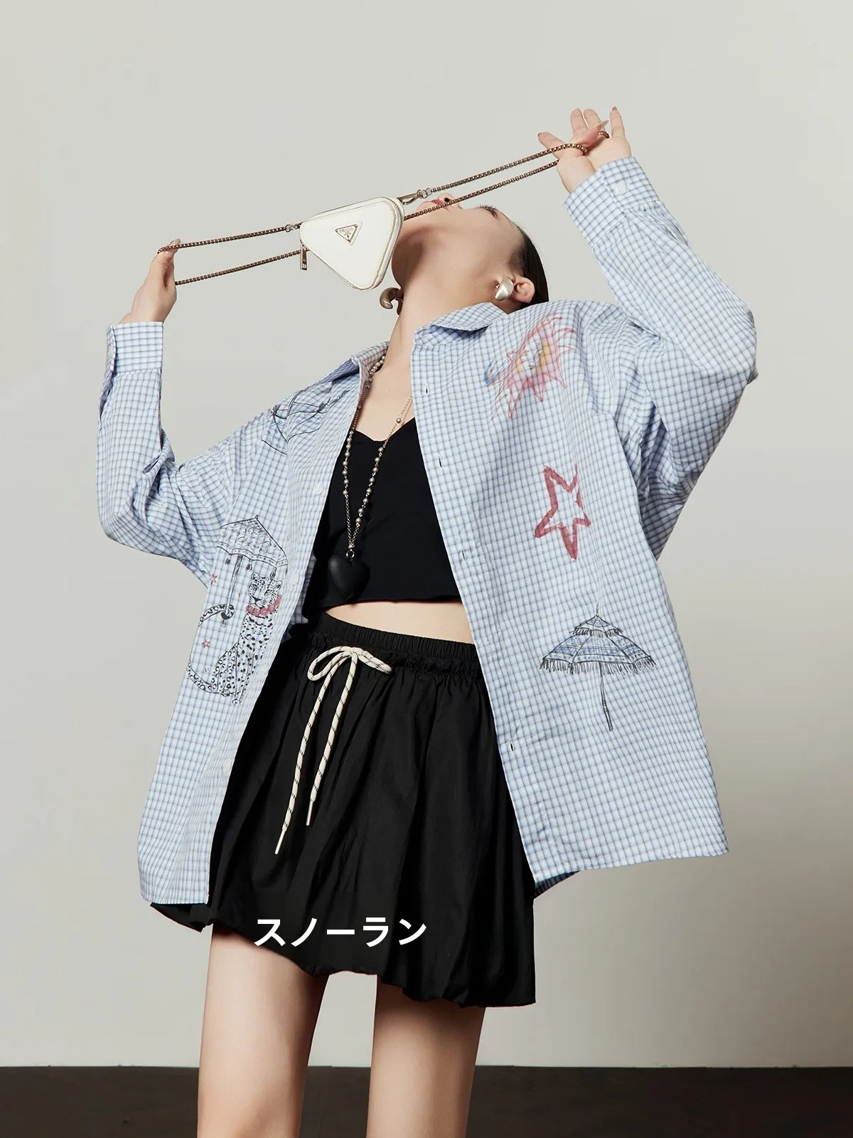 

Loose Women's Plaid irt Floral Design Spring New Sle White id Pattern Breathable Long Sve Ladies Faion irt