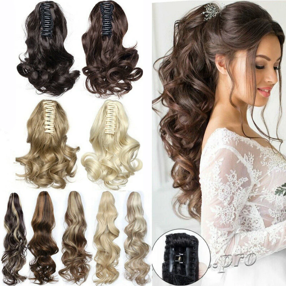 Sunslymei 12Inch Synthetic Curly Grab Clip in Ponytail Hair Extensions Ponytail Hairpiece for Women