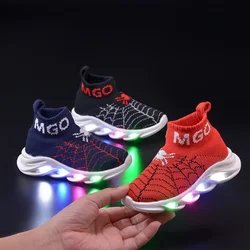 Children's Sneakers Lightweight Children Boys Led Lighted Shoes Soft Bottom Breathable Kids Luminous Shoes Glowing Sneakers