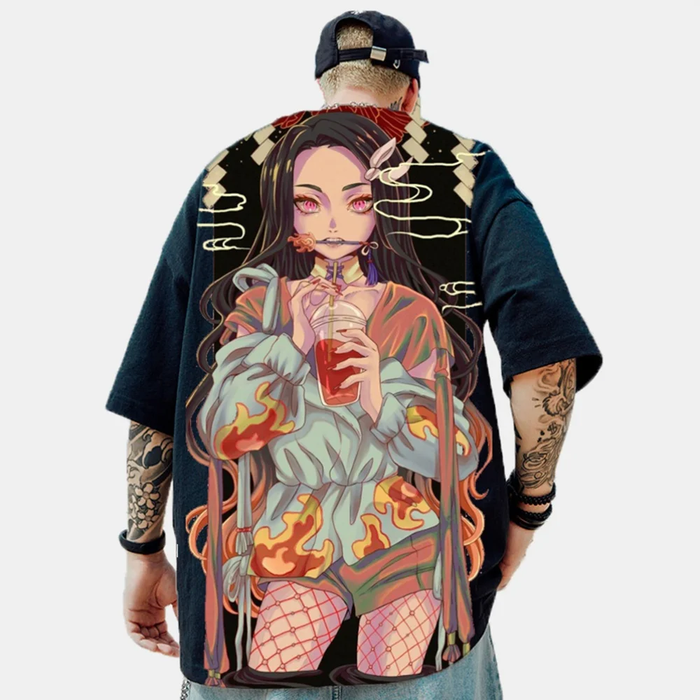 

Summer Anime T Shirt Men Oversized 3d Print Hip Hop Casual Top Breathable Loose Men's T-Shirt Retro High Street Short Sleeved