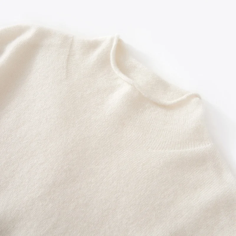 

Autumn Winter New 100% Cashmere Sweater Women's Rolled Edge Round Neck Knitted Striped Pullover Casual Loose Base Shirt