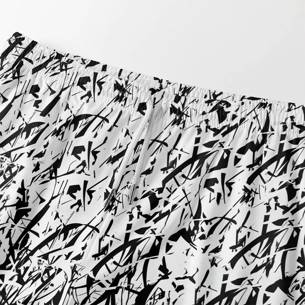 Urban Travel Shorts mit abstrakten Linien, bedruckt, coole, schicke Strandmode, Streetwear im Coastal-Oma-Stil, All-Match, Sommer-Essential