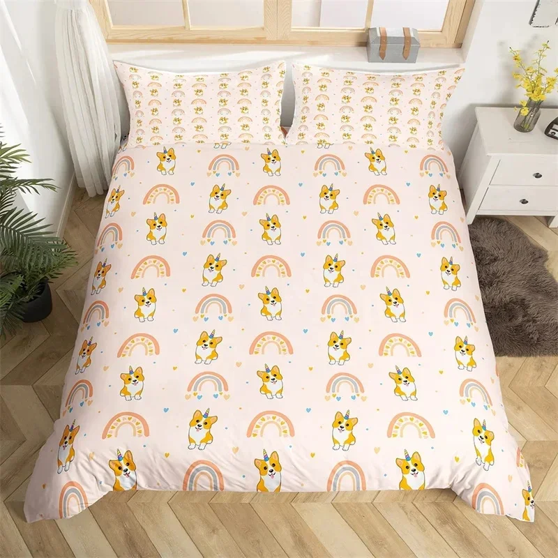 Lovely Baby Elephant Flowers Duvet Cover Set Cute Cartoon Animals Bedding Set Giraffe Quilt Cover Twin Full for Girls Boys Gift