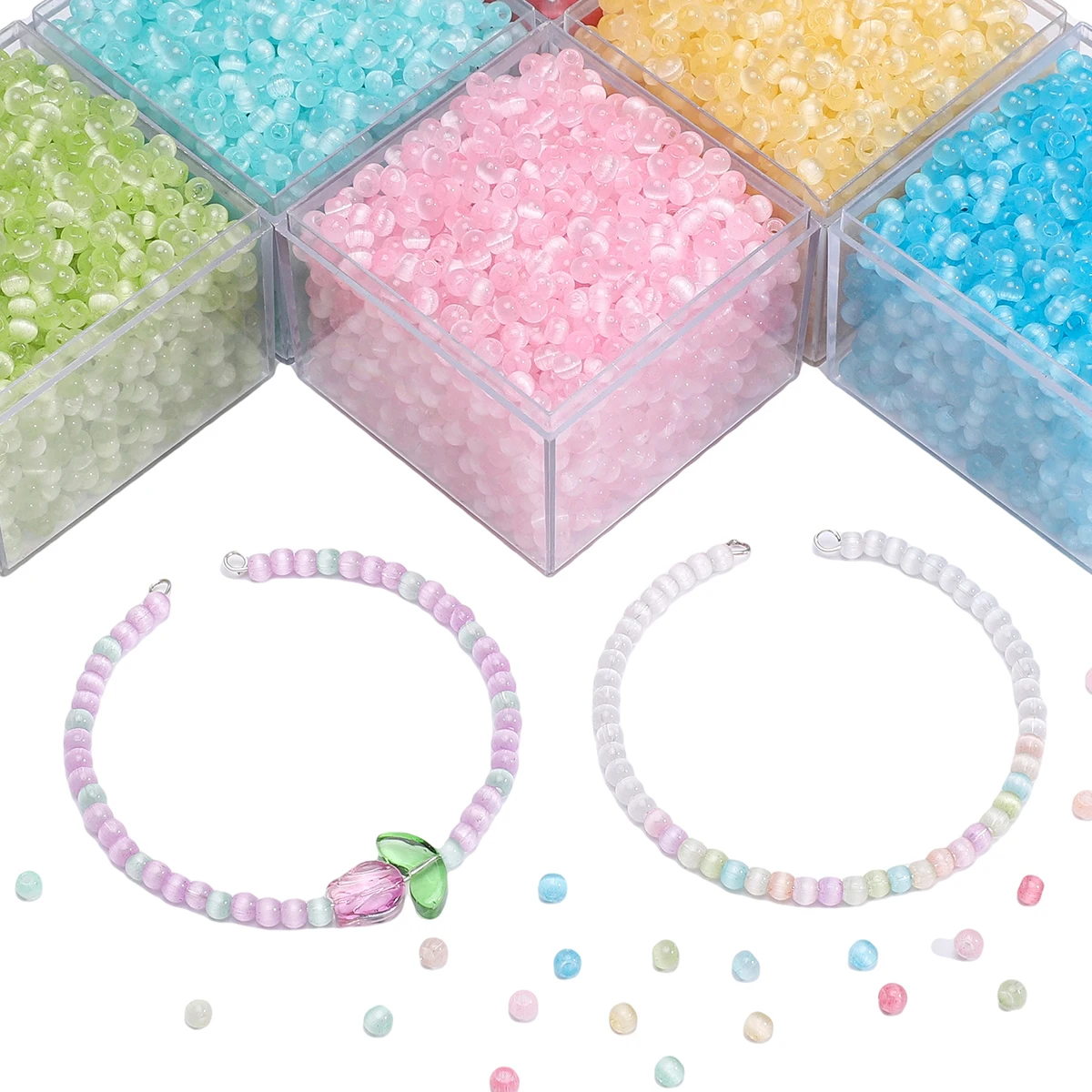4 مللي متر 10 جرام/الحقيبة المحلية سوبر ممتاز الزجاج القط العين الأرز الخرز فريد فضفاض الخرز اليدوية DIY بها بنفسك مجوهرات أساور أقراط Accesso #5