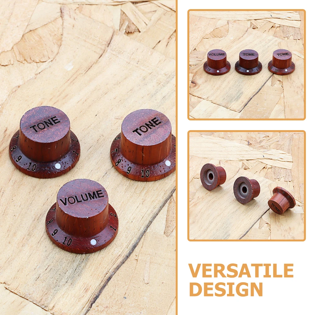 

3 Pcs Guitar Knob Electric Accessories Knobs Bass Accessory Control Wooden Volume Adjustment