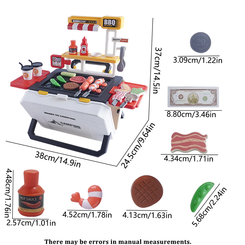 Mini Realistic Outdoor Pretend Cooking Toy Dessert Shop Play Set Portable BBQ Camping Kitchen Play House For Boy Girl