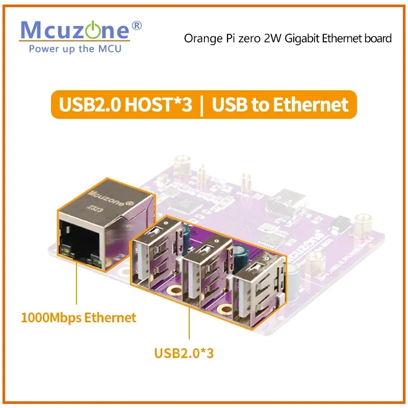 Papan ekspansi Ethernet Gigabit zero 2W, oranye Pi Nol 2W