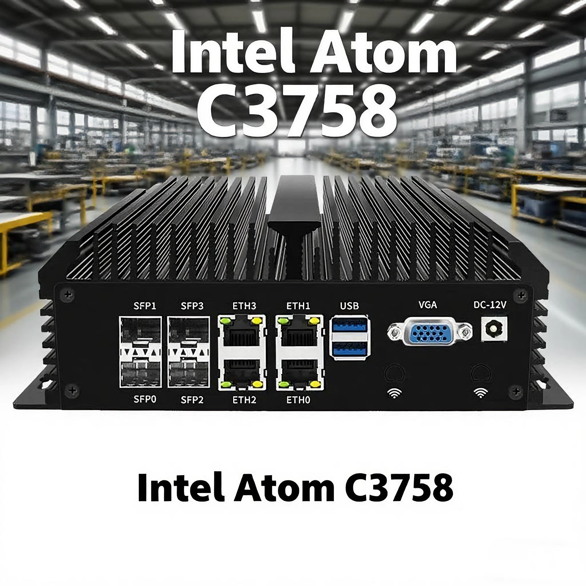 Topton Firewall senza ventola 4x10G SFP + 4xi226-V 2,5G LAN Intel Atom C3758 Server domestico a 8 core Router morbido Mini PC GPIO 6 * COM AES-NI