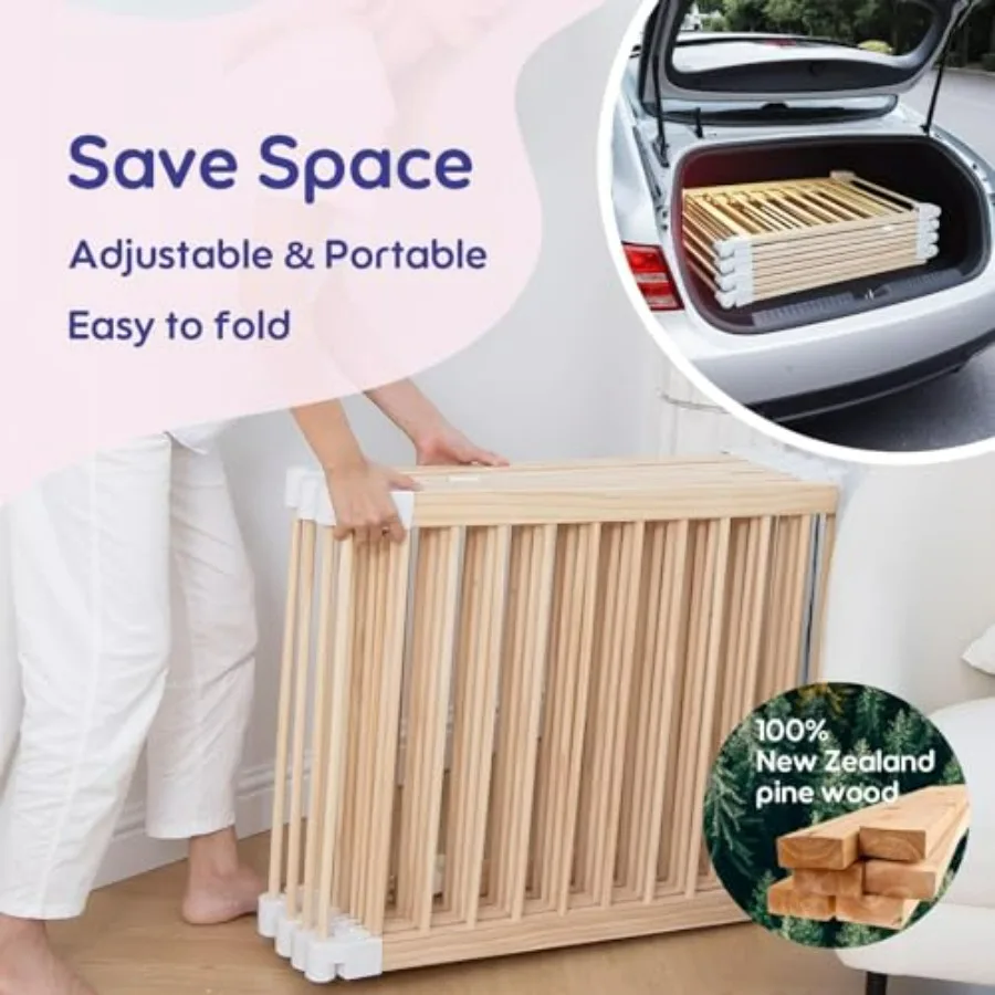 Box pieghevole in legno per bambini Grande cortile da gioco per neonati 2 in 1 Recinzione portatile per nuova mamma aiutante con cancello in legno personalizzato alto 25 Adju