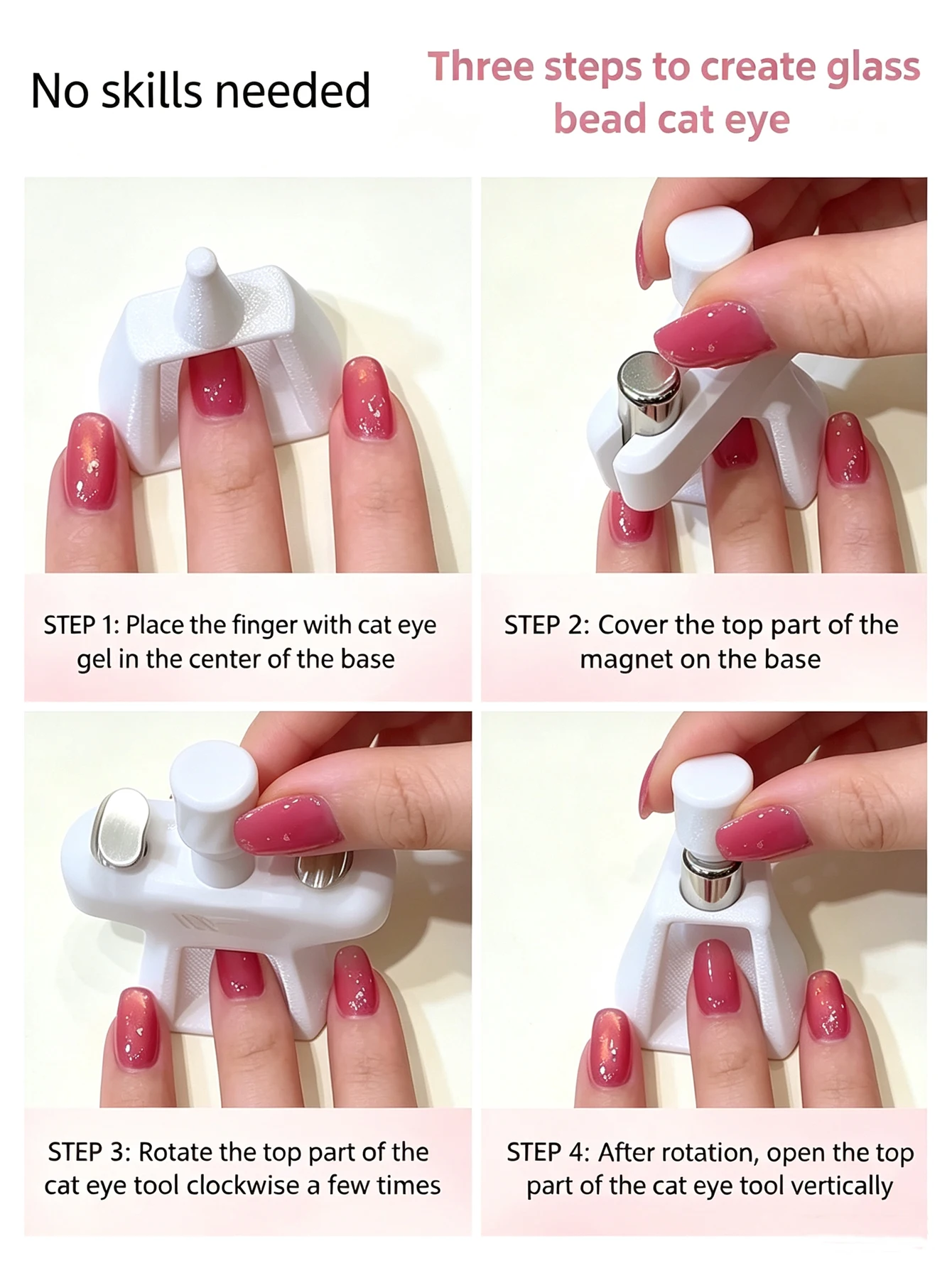 360° drehbares Katzenaugen-Magnetwerkzeug für Glasperlen-Nagelkunst, starkes Gel-Magnet, multifunktional, für Anfänger, Heimwerker, Nagelstudio-Werkzeuge – Detail 4