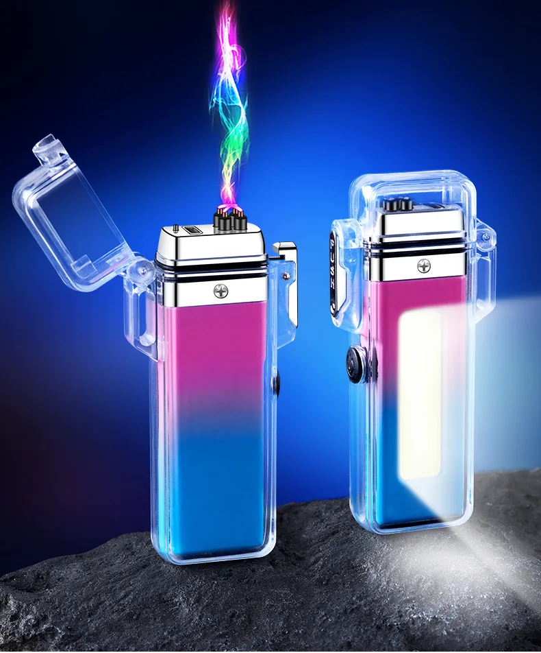 

New Transparent Arc Lighting Charging Lighter Type-C Fast Charging Waterproof Outdoor Pulse Windproof Cigarette Lighter