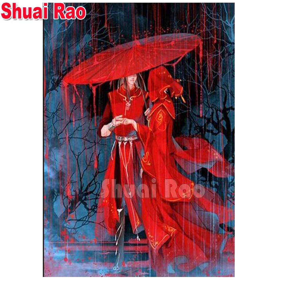 5D DIY Diamond Painting kit Anime Character,Tian Guan Ci Fu home art cross stitch full round diamond embroidery mosaic decor,