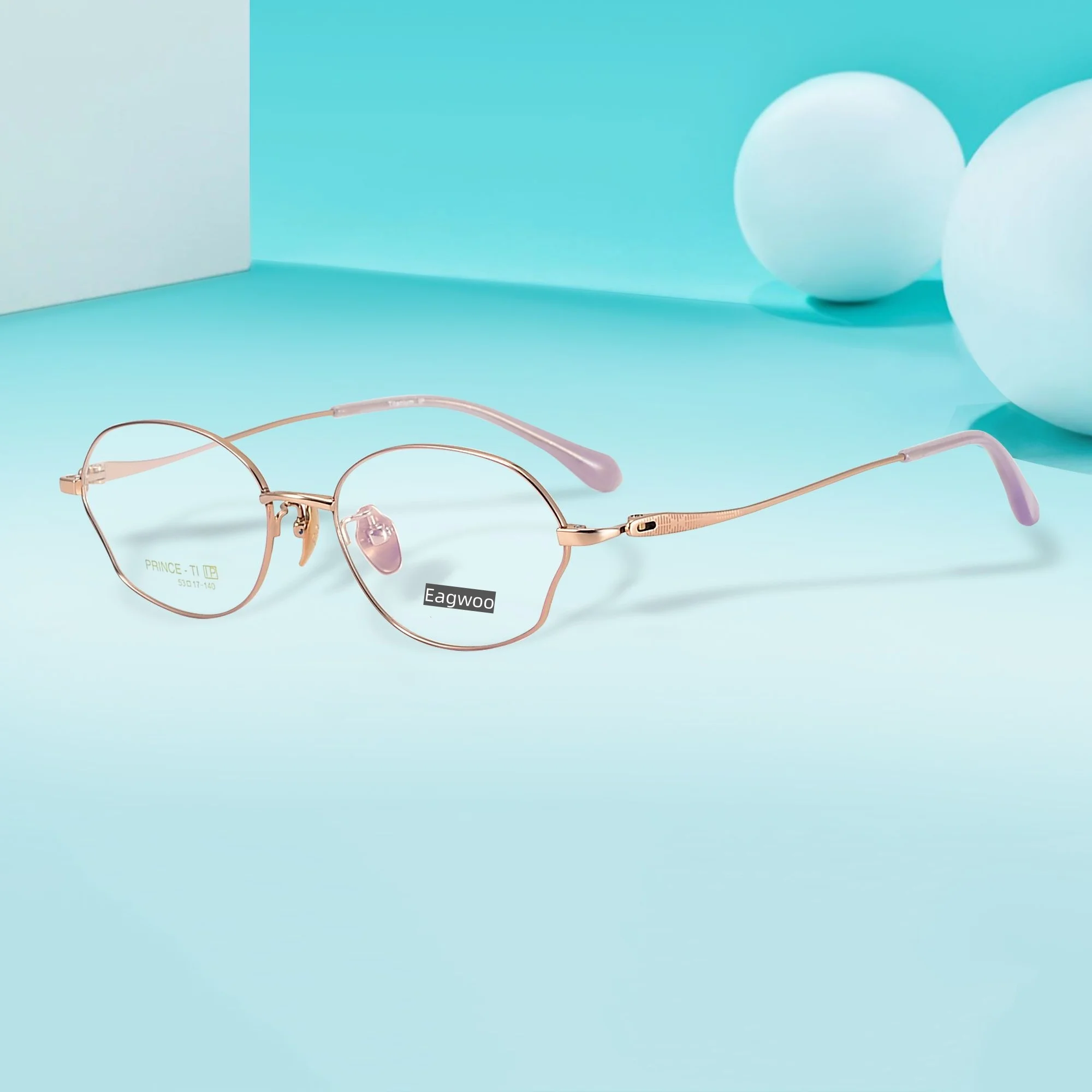 Pure Titanium Women Glasses Designed Abnormal Shape Full Rim Spectacle High Grade Prescription Eyeglasses 53mm Wide Oval Shape