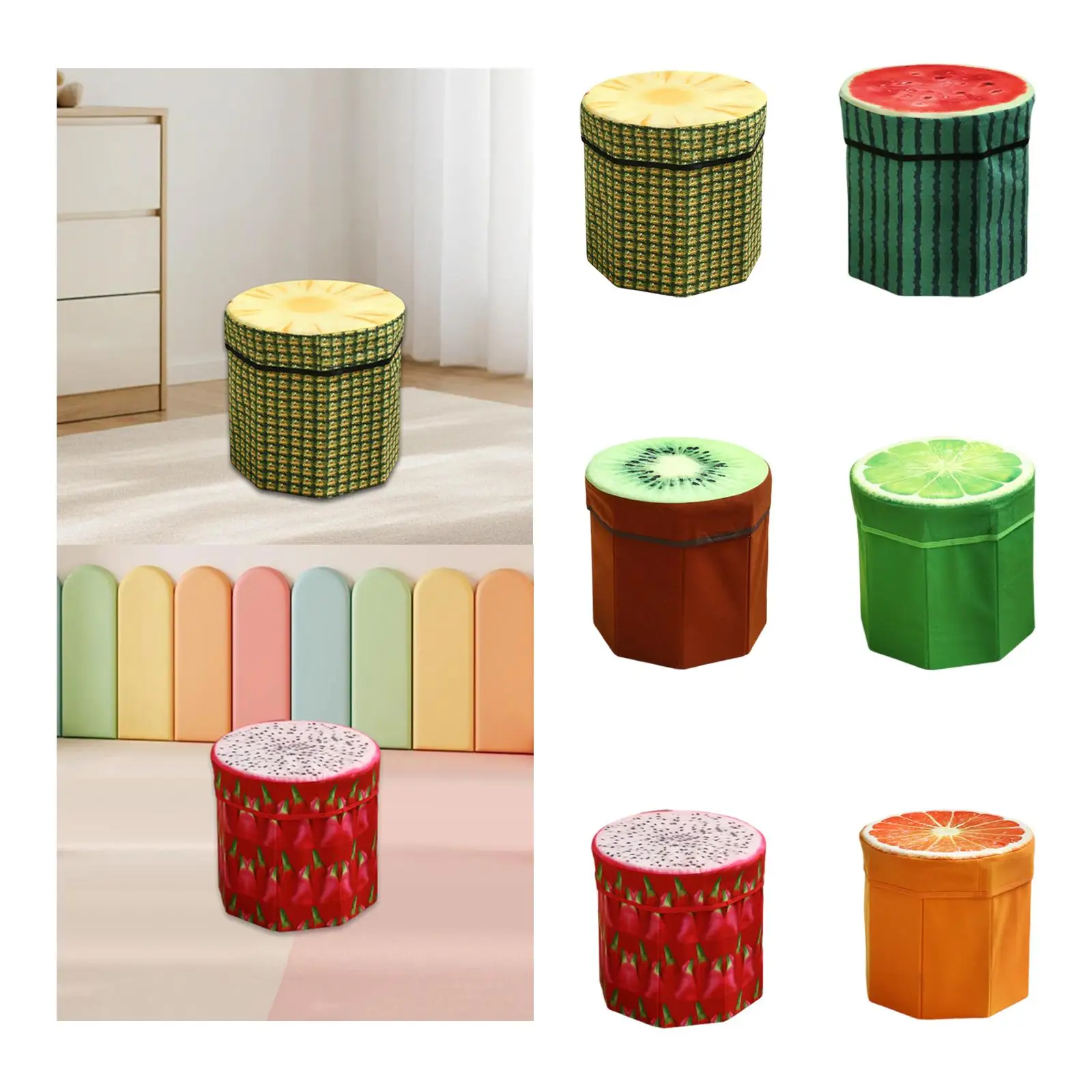 

Folding Storage Ottoman Toy Storage Box 11.42x11.42x11.81inch Footrest Funny