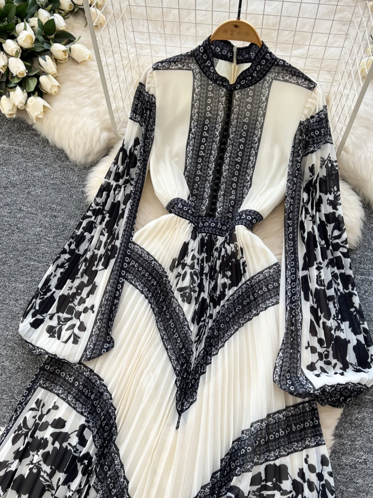 Faionable taille haute imprimé Long Dr femmes printemps 2025 t-shirt plis dimensionnels a-ligne coréenne Sle décontracté Dr