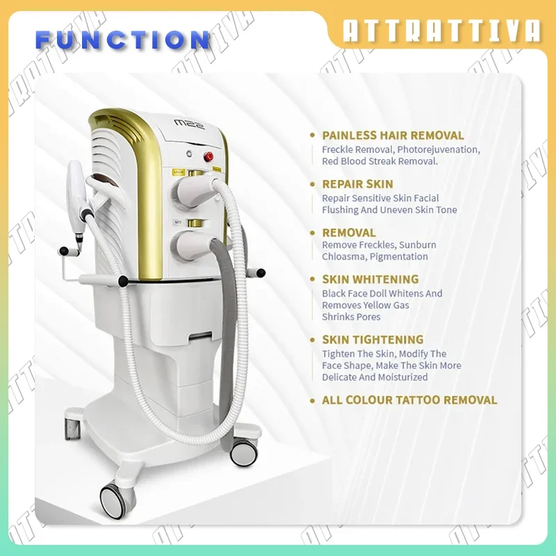 M22 IPL AOPT Nd YAG mesin Laser, peralatan kecantikan pembersih tato penghilang rambut fotorejuvenasi, perawatan kulit