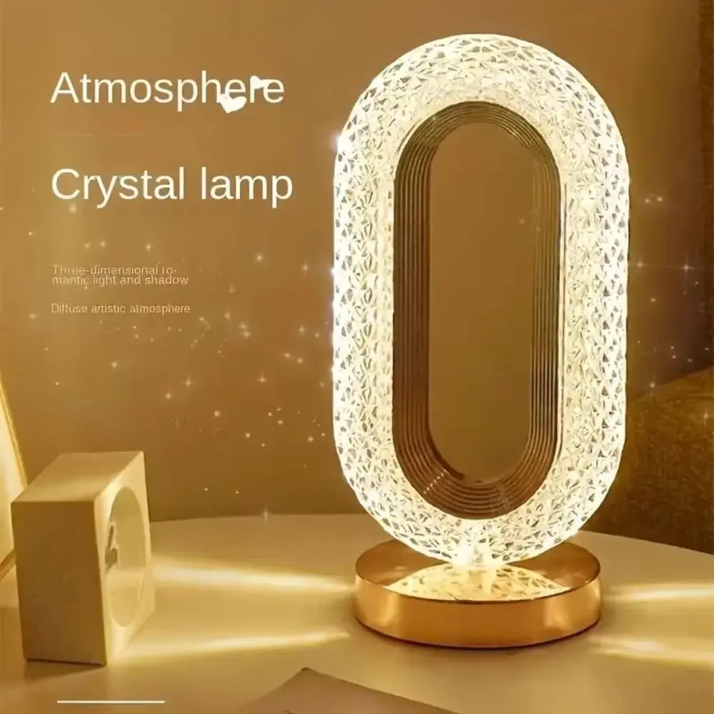Cordless Crystal Night Light Touch Control 3 Light Colors Star Bedside Lamp Romantic Dimmable LED Atmosphere Lamp Reading