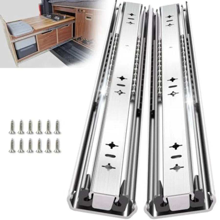 

1 пара направляющих для ящиков для тяжелых условий эксплуатации, 260 фунтов, 12, 14, 16, 18, 20, 22, 24, 26, 28, 30, 32, 36, 40 дюймов, полный удлинительный шарикоподшипник, боковое крепление, кабина