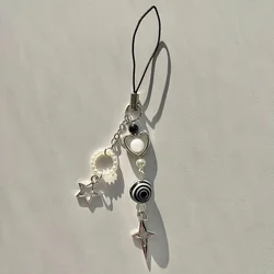 Fashionable Love Star Vortex Bead Keychain Mobile Accessories Y2K Gothic Handmade Exquisite Jewelry Unique Gift