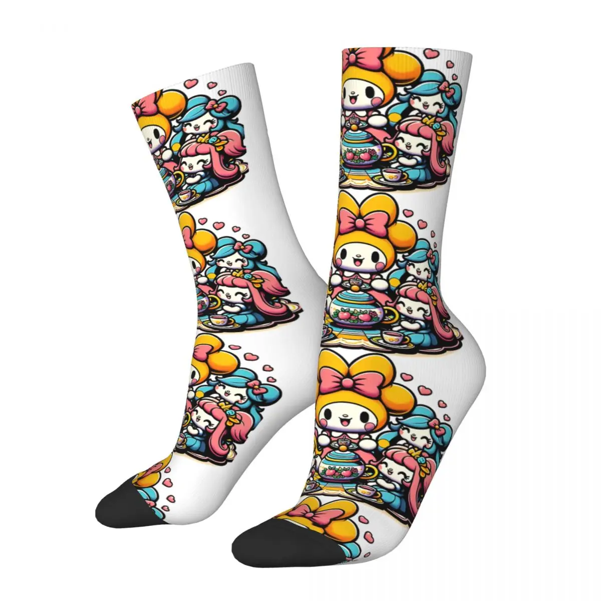 

My Melody Tea Party With Friends Crazy Men's Socks Unisex Sanrio Harajuku Seamless Printed Funny Novelty Happy Crew Sock