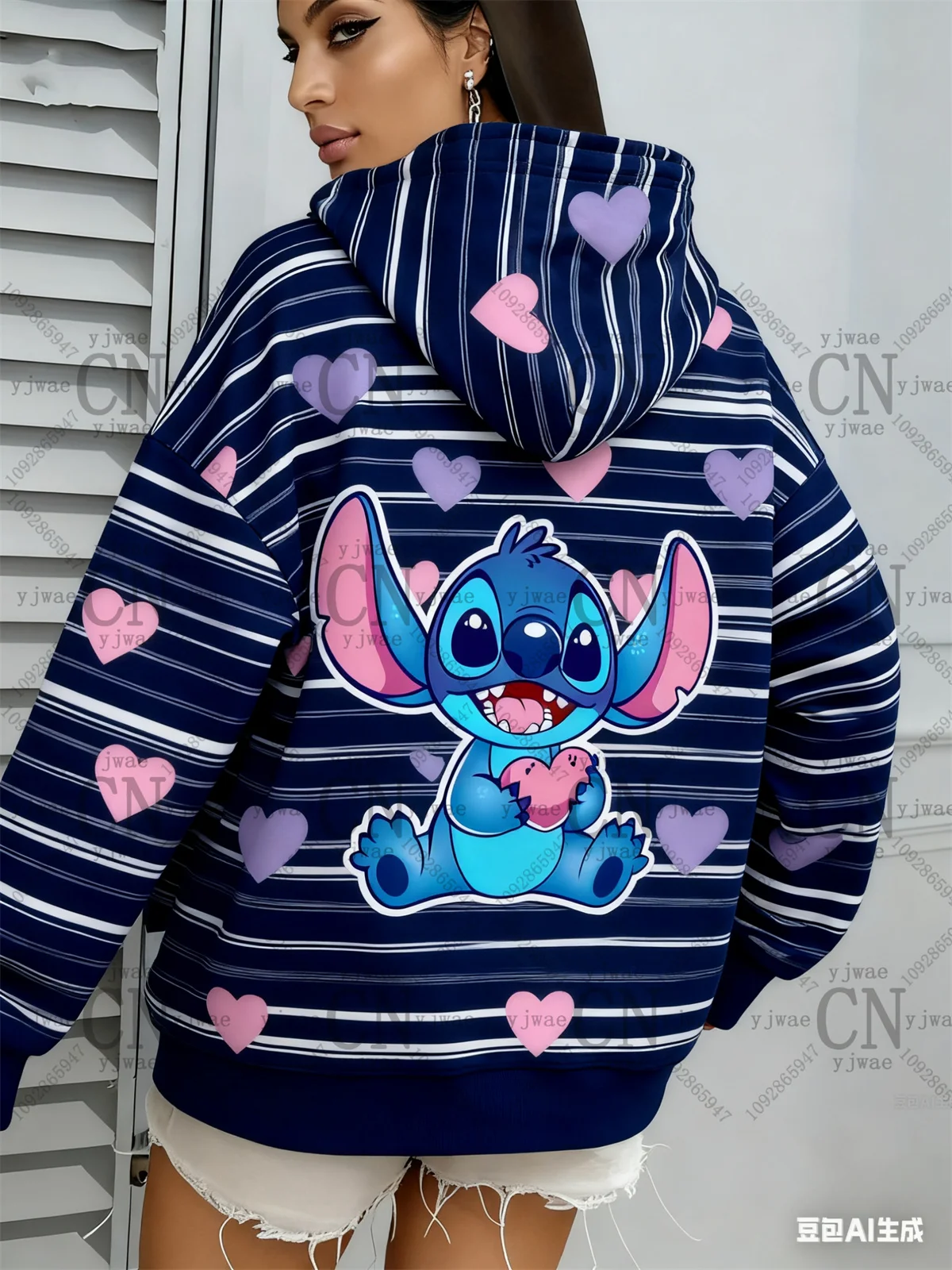 غرزة الكرتون اللون منعت الرسم هوديي 3D تصميم مطبوع لخريف وشتاء المرأة الجديدة الملابس الرياضية في الهواء الطلق هوديي