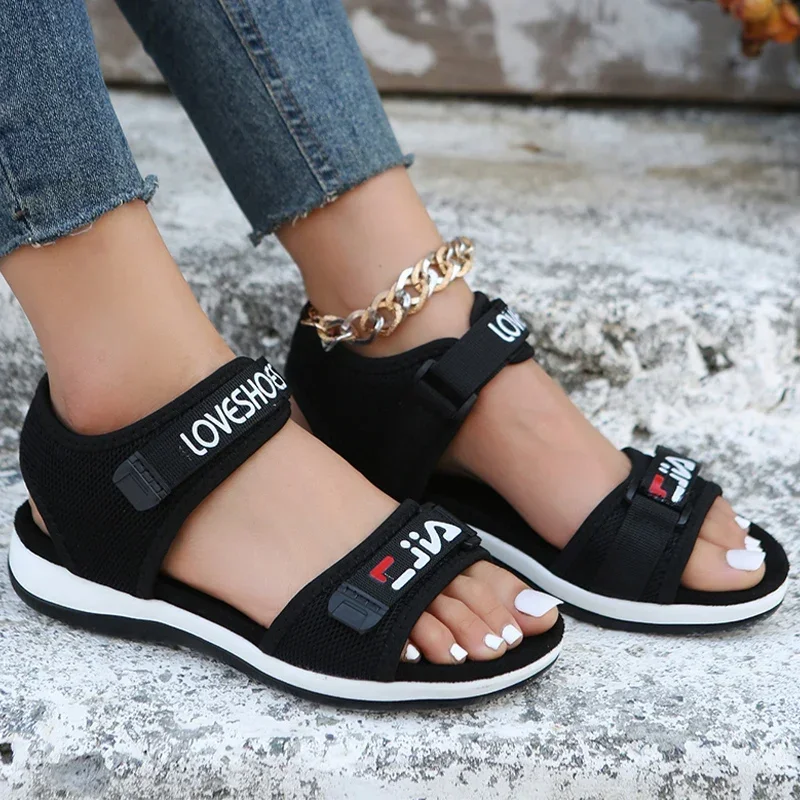 Flats Women Sport Sandals Summer Casual Shoes 2023 New Fashion Slippers Mesh Walking Running Beach Shoes Trend Femme Zapatos