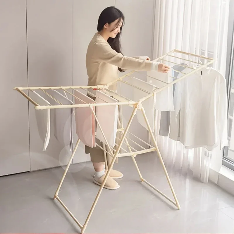 

Folding Floor Cloth Drying Rack, Multi-Functional Vertical Quilt Holder, Compact Baby Clothes Drying Hanger, Space-Saving