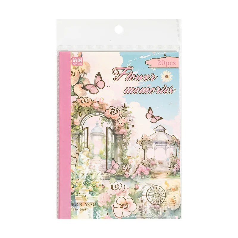 20pcs/1lot Kawaii Stationery Stickers Tracing the Memory of Flowers Junk Journaling Decorative Scrapbooking for  Scrapbook