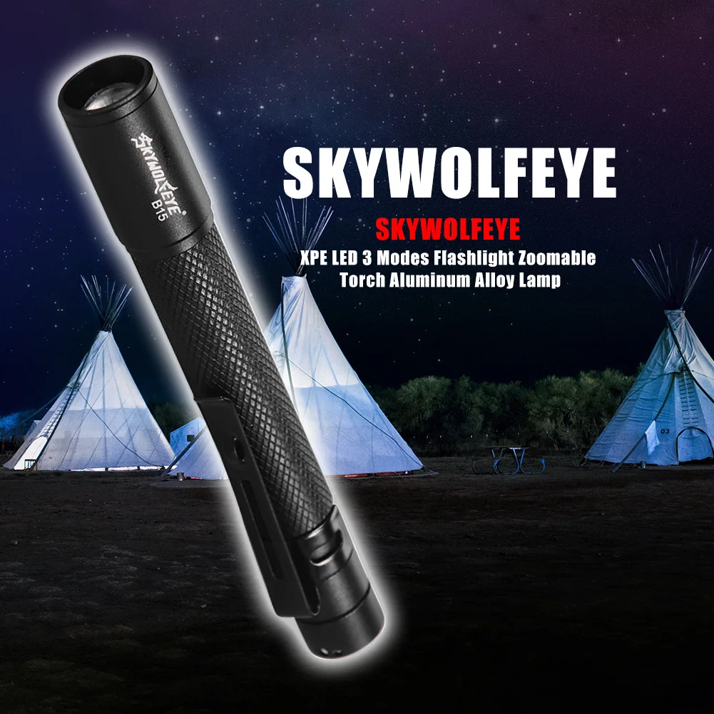 Skywolfeye Waterproof Small Flashlights Torch Lamp Lantern Aluminum Alloy LED Work Light for Hiking Climbing Emergency